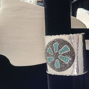 Turquoise Swarovski crystals platinum Rhodium wide cuff bracelet  Turkey 🇹🇷